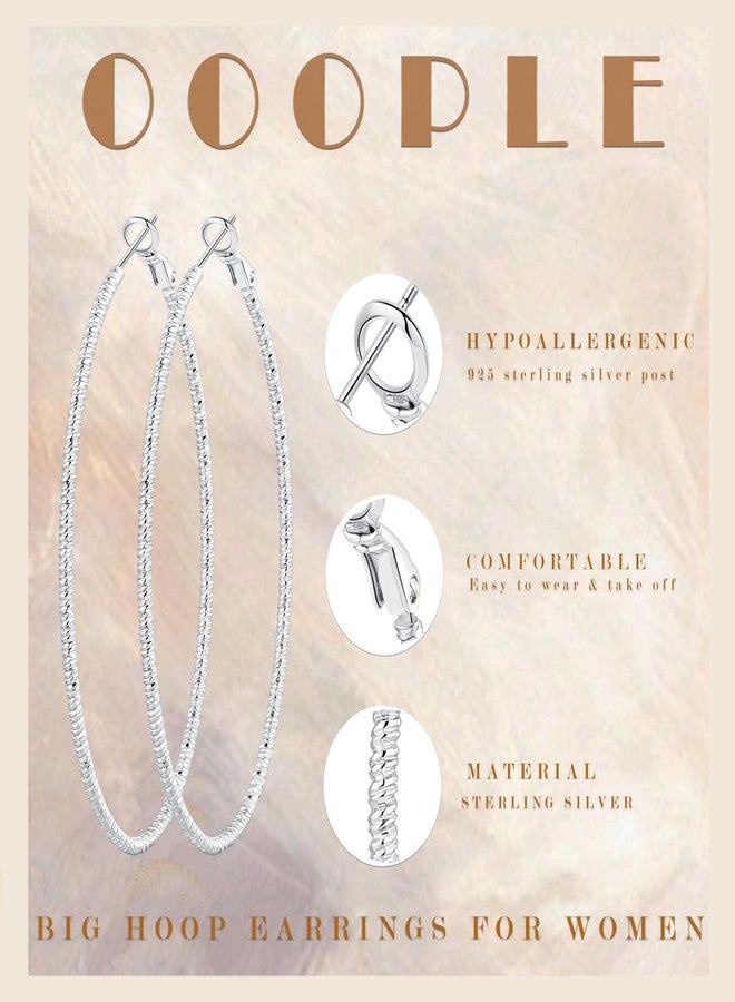 OOOPEL Sterling Silver Hoop Earrings for Women, Big Silver Earrings Hoops Lightweight Hypoallergenic Large Sterling Silver Hoop Earrings for Women 30MM 40MM 50MM 60MM - Image 3